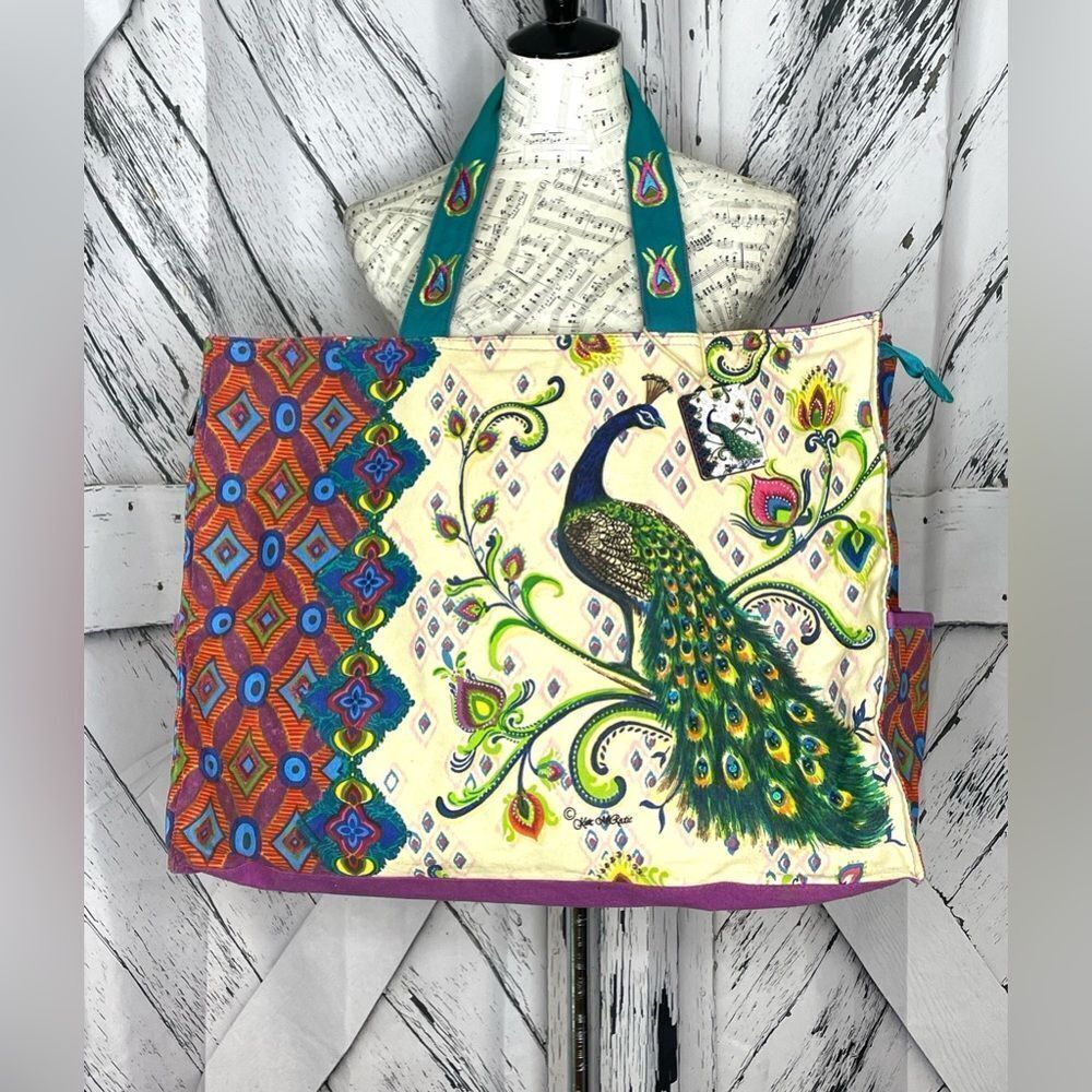 Kate McRostie Canvas Tote Handbag Peacock Design